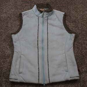 Woolrich‎ Vest Women's Large Blue Faux Suede Sherpa Fleece Lined